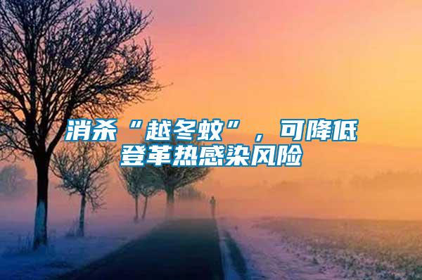 消殺“越冬蚊”，可降低登革熱感染風(fēng)險